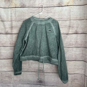 VANS women’s cropped drawstring crewneck sweater sz L